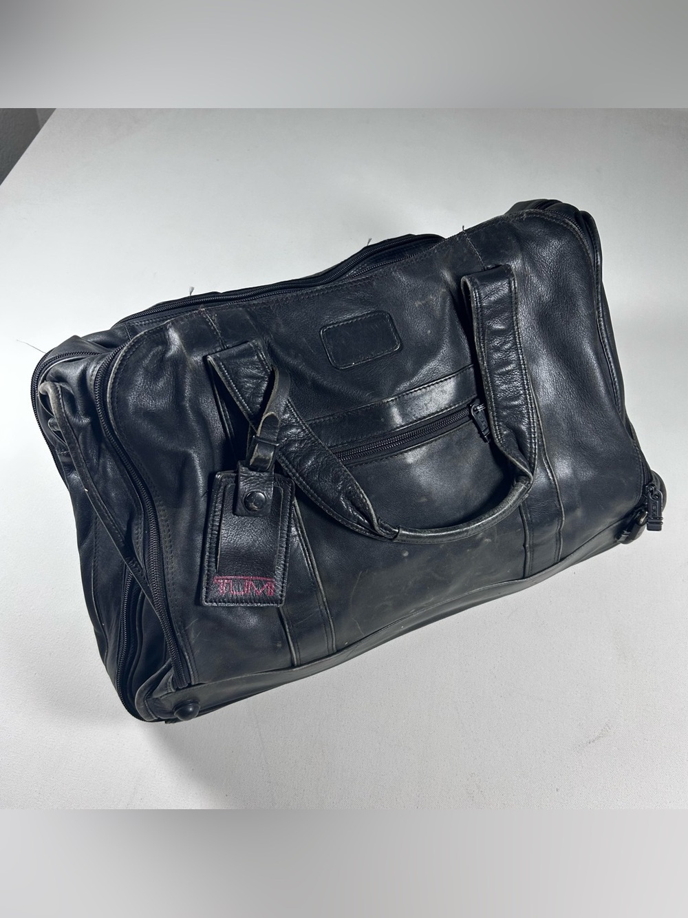 Tumi 978D3 Nappa Leather Expandable Carry On Duffle Weekender Bag 21"